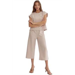 NEW ENTRO cropped pants in taupe